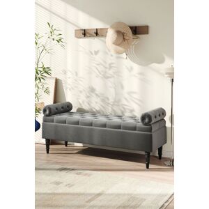 H&O Direct Convertible Flip-Top Storage Bench with Armrests in Grey Grey H&O Direct Convertible Flip-Top Storage Bench with Armrests in Grey Grey