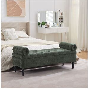 Living and Home Chenille Upholstered Storage Bench in Green Green Living and Home Chenille Upholstered Storage Bench in Green Green