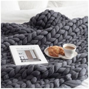 The hot sale 60x60cm Chunky Cable Knit Pouf Sofa Throw for Reading Nook & Pet Nest in Grey Size: 60x60 cm Grey 60x60 cm The hot sale 60x60cm Chunky Cable Knit Pouf Sofa Throw for Reading Nook & Pet Nest in Grey Size: 60x60 cm Grey 60x60 cm