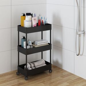Living and Home 3 Tiers Shelf Trolley Cart Fruit Vegetable Storage Rack for Kitchen Bathroom in Black Black Living and Home 3 Tiers Shelf Trolley Cart Fruit Vegetable Storage Rack for Kitchen Bathroom in Black Black