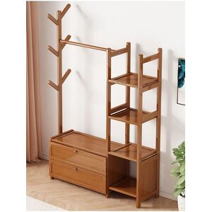 Living and Home Freestanding Bamboo Clothes Rack Garment Rack with Storage Shelves Coat Hanger in Tan Size: Large Tan L Living and Home Freestanding Bamboo Clothes Rack Garment Rack with Storage Shelves Coat Hanger in Tan Size: Large Tan L