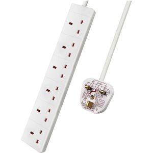 Living and Home 6 Way Extension Leads with Cable 3G1.25, 3M, White, Child-Resistant Sockets in White White Living and Home 6 Way Extension Leads with Cable 3G1.25, 3M, White, Child-Resistant Sockets in White White