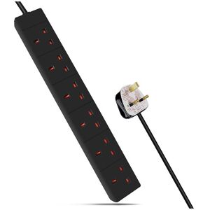 Living and Home 6 Way Extension Leads with Cable 3G1.25, 5M, Black, Child-Resistant Sockets in Black Black Living and Home 6 Way Extension Leads with Cable 3G1.25, 5M, Black, Child-Resistant Sockets in Black Black