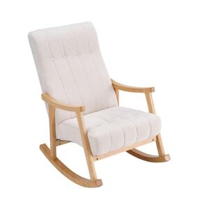 H&O Direct Upholstered Tufting Rocking Chair in Beige Beige H&O Direct Upholstered Tufting Rocking Chair in Beige Beige