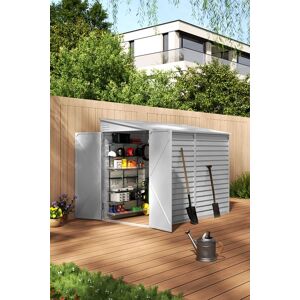 Living and Home 4.6 x 9 ft Pent Metal Garden Storage Shed Lean to Shed Motorcycle Shed with Lockable Door, White White Living and Home 4.6 x 9 ft Pent Metal Garden Storage Shed Lean to Shed Motorcycle Shed with Lockable Door, White White