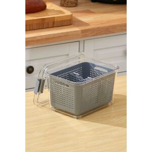 Living and Home 2 Layer 1.7L Fridge Drain Storage Basket Box with Lids For Food Fruit Vegetable Container in Grey Grey Living and Home 2 Layer 1.7L Fridge Drain Storage Basket Box with Lids For Food Fruit Vegetable Container in Grey Grey