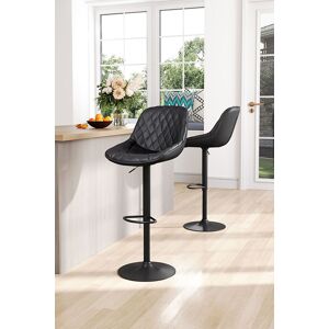 Living and Home 2Pcs Height Adjustable Swivel Bar Stools PU Leather Diamond Lattice Counter Pub Dining Room Footrest Seat in Black Black Living and Home 2Pcs Height Adjustable Swivel Bar Stools PU Leather Diamond Lattice Counter Pub Dining Room Footrest Seat in Black Black