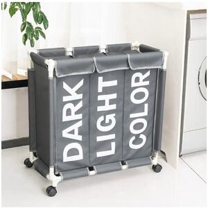 H&O Direct 3 Compartments Laundry Baskets Hamper Detachable Foldable with Wheels in Grey Grey H&O Direct 3 Compartments Laundry Baskets Hamper Detachable Foldable with Wheels in Grey Grey