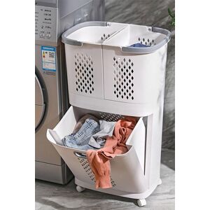 H&O Direct 3 Compartment Laundry Baskets Detachable in White White H&O Direct 3 Compartment Laundry Baskets Detachable in White White