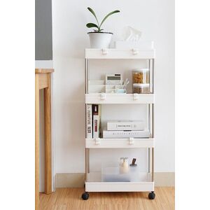 H&O Direct Slim White Standing 4-Tier Corner Storage Rack Shelf Plastic for Kitchen Bathroom White H&O Direct Slim White Standing 4-Tier Corner Storage Rack Shelf Plastic for Kitchen Bathroom White
