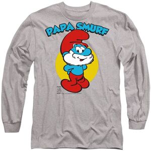 The Smurfs Smurfs Papa Smurf Long Sleeve T-Shirt, Athletic Heather in Grey Size: 2XL Grey 2XL The Smurfs Smurfs Papa Smurf Long Sleeve T-Shirt, Athletic Heather in Grey Size: 2XL Grey 2XL