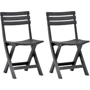 Berkfield Home Folding Garden Chairs 2 pcs Plastic Anthracite in Black Black Berkfield Home Folding Garden Chairs 2 pcs Plastic Anthracite in Black Black
