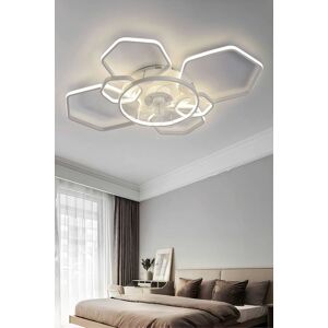 H&O Direct Geometrical Ceiling Mount LED Fan Light in White White H&O Direct Geometrical Ceiling Mount LED Fan Light in White White