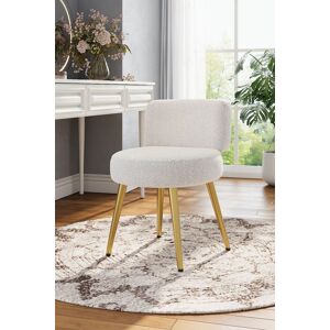 H&O Direct Faux Teddy Fur Makeup Vanity Seat Chair in White White H&O Direct Faux Teddy Fur Makeup Vanity Seat Chair in White White