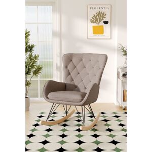 H&O Direct Modern Terry Tufted Upholstered Rocking Chair in Light Brown Light Brown H&O Direct Modern Terry Tufted Upholstered Rocking Chair in Light Brown Light Brown