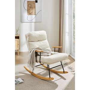 Living and Home Sherpa Upholstered Adjustable Rocking Chair in White White Living and Home Sherpa Upholstered Adjustable Rocking Chair in White White