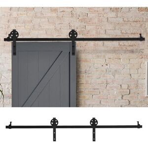 Living and Home 6ft Barn Door Track Hardware Accessories with Large Pulleys in Black Black Living and Home 6ft Barn Door Track Hardware Accessories with Large Pulleys in Black Black