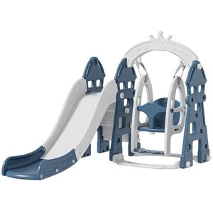 H&O Direct 3-in-1 Toddler Plastic Swing Slide Climber Playset for Indoor Outdoor in Blue Blue H&O Direct 3-in-1 Toddler Plastic Swing Slide Climber Playset for Indoor Outdoor in Blue Blue