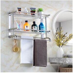 Living and Home 2 Tiers Bathroom Towel Rack Stainless Steel Wall Mounted Storage Shelf in Silver Silver Living and Home 2 Tiers Bathroom Towel Rack Stainless Steel Wall Mounted Storage Shelf in Silver Silver
