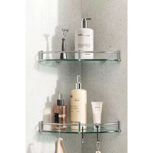 Living and Home 2Pcs Bathroom Glass Corner Shelf Wall Mounted Storage Rack in Silver Silver Living and Home 2Pcs Bathroom Glass Corner Shelf Wall Mounted Storage Rack in Silver Silver
