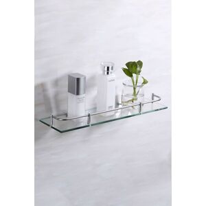 Living and Home 60cm Glass Shelf Tempered Glass 6MM Thick Storage Organizer Wall Mounted Bathroom in Silver Silver Living and Home 60cm Glass Shelf Tempered Glass 6MM Thick Storage Organizer Wall Mounted Bathroom in Silver Silver