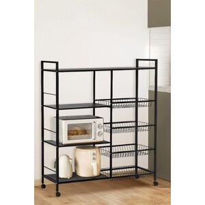 H&O Direct Kitchen Microwave-Oven Vegetable Storage Cart in Black Black H&O Direct Kitchen Microwave-Oven Vegetable Storage Cart in Black Black