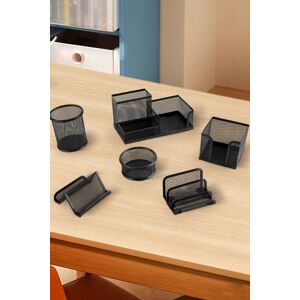 Living and Home 6Pcs Office Desktop Organizers Metal Pen Holder Set in Black Black Living and Home 6Pcs Office Desktop Organizers Metal Pen Holder Set in Black Black