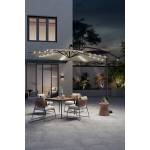 Garden Sanctuary 3m Lighted Garden Parasol with Crank Lift System in Beige Beige Garden Sanctuary 3m Lighted Garden Parasol with Crank Lift System in Beige Beige