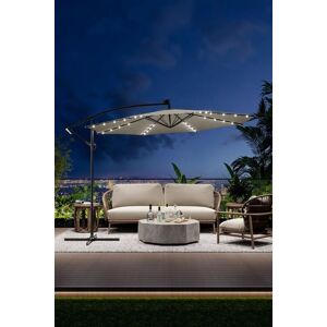 Garden Sanctuary 3m Lighted Garden Parasol with Crank Lift System with Cross Base in Beige Beige Garden Sanctuary 3m Lighted Garden Parasol with Crank Lift System with Cross Base in Beige Beige