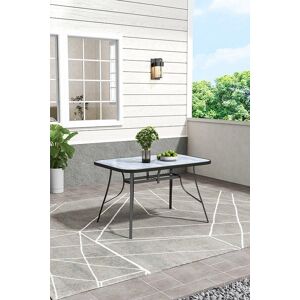 Garden Sanctuary Tempered Glass Wood Grain Garden Dining Table in Grey Size: Medium Grey M Garden Sanctuary Tempered Glass Wood Grain Garden Dining Table in Grey Size: Medium Grey M