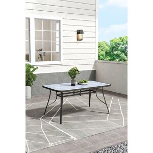Garden Sanctuary Tempered Glass Wood Grain Garden Dining Table in Grey Size: Large Grey L Garden Sanctuary Tempered Glass Wood Grain Garden Dining Table in Grey Size: Large Grey L