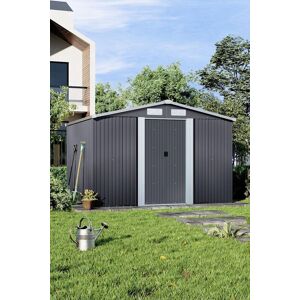 Garden Sanctuary Large Steel Outdoor Storage Shed Garden Tool Shed in Black Black Garden Sanctuary Large Steel Outdoor Storage Shed Garden Tool Shed in Black Black