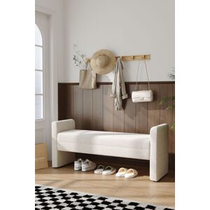 Living and Home Teddy Upholstered H-Shaped Bench in White White Living and Home Teddy Upholstered H-Shaped Bench in White White