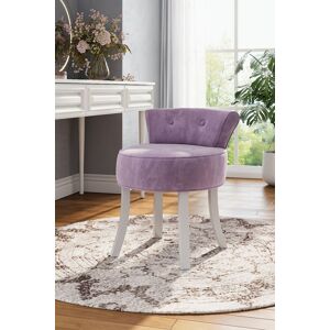 H&O Direct Purple Velvet Dressing Footstool Vanity Makeup Stool with White Legs Purple H&O Direct Purple Velvet Dressing Footstool Vanity Makeup Stool with White Legs Purple