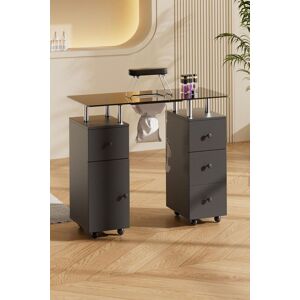 SHEONLY Professional Mobile Manicure Table on Wheels in Black Black SHEONLY Professional Mobile Manicure Table on Wheels in Black Black