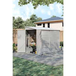 Garden Sanctuary Steel Outdoor Garden Tool Storage Shed in White White Garden Sanctuary Steel Outdoor Garden Tool Storage Shed in White White