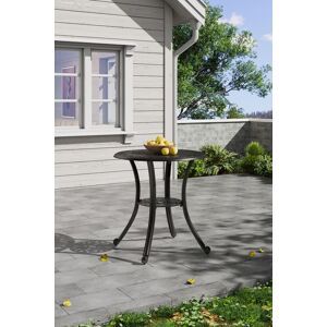 Garden Sanctuary Cast Aluminum Flower Hollowed Out Garden Dining Table in Black Black Garden Sanctuary Cast Aluminum Flower Hollowed Out Garden Dining Table in Black Black