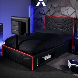 X Rocker Oracle TV Bed with LED Lighting & Underbed Media Storage in Black Size: Small Double Black Small Double X Rocker Oracle TV Bed with LED Lighting & Underbed Media Storage in Black Size: Small Double Black Small Double