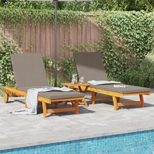 Berkfield Home Sun Loungers 2 pcs with Wheels & Cushion Solid Wood Acacia in Brown Brown Berkfield Home Sun Loungers 2 pcs with Wheels & Cushion Solid Wood Acacia in Brown Brown
