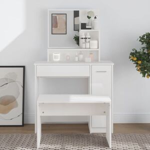 Berkfield Home Dressing Table with Mirror High Gloss White 86.5x35x136 cm White 86.5x35x136 cm Berkfield Home Dressing Table with Mirror High Gloss White 86.5x35x136 cm White 86.5x35x136 cm