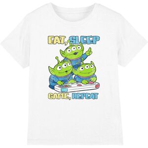Disney Boy's Toy Story Aliens Eat Sleep Game Repeat Kids T-Shirt in White Size: 7-8 Years White 7-8 Years Disney Boy's Toy Story Aliens Eat Sleep Game Repeat Kids T-Shirt in White Size: 7-8 Years White 7-8 Years