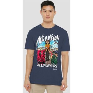 Squid Game - Season Three Attention Anime T-Shirt, Heather Navy in Grey Size: 2XL Grey 2XL Squid Game - Season Three Attention Anime T-Shirt, Heather Navy in Grey Size: 2XL Grey 2XL