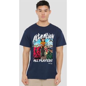 Squid Game - Season Three Attention Anime T-Shirt, Navy Size: Large Navy L Squid Game - Season Three Attention Anime T-Shirt, Navy Size: Large Navy L