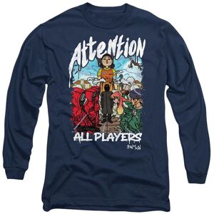 Squid Game - Season Three Attention Anime Long Sleeve T-Shirt, Navy Size: Medium Navy M Squid Game - Season Three Attention Anime Long Sleeve T-Shirt, Navy Size: Medium Navy M