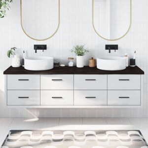 Berkfield Home Bathroom Countertop Dark Brown 200x60x(2-4) cm Treated Solid Wood in Grey Grey Berkfield Home Bathroom Countertop Dark Brown 200x60x(2-4) cm Treated Solid Wood in Grey Grey