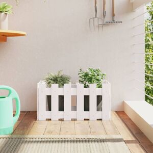 Berkfield Home Garden Planter with Fence Design White 60x30x30 cm Solid Wood Pine Size: 60 x 30 x 30 cm White 60 x 30 x 30 cm Berkfield Home Garden Planter with Fence Design White 60x30x30 cm Solid Wood Pine Size: 60 x 30 x 30 cm White 60 x 30 x 30 cm