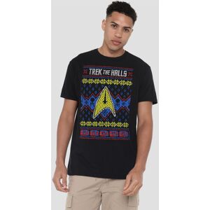 Star Trek Trek The Halls Ugly Christmas Unisex T-Shirt, Black Size: Small Black S Star Trek Trek The Halls Ugly Christmas Unisex T-Shirt, Black Size: Small Black S