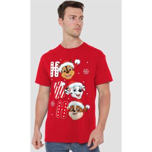 Paw Patrol Chase Marshall Rubble Christmas Santa Hats Unisex Adult T-Shirt, Red Size: Medium Red M Paw Patrol Chase Marshall Rubble Christmas Santa Hats Unisex Adult T-Shirt, Red Size: Medium Red M