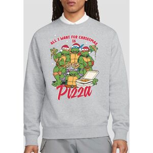 Teenage Mutant Ninja Turtles Christmas Pizza Sweatshirt, Athletic Heather in Light Grey Size: Small Light Grey S Teenage Mutant Ninja Turtles Christmas Pizza Sweatshirt, Athletic Heather in Light Grey Size: Small Light Grey S