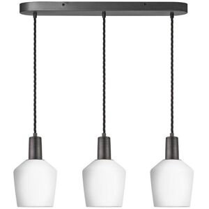 Industville Sleek Opal Glass Schoolhouse 3 Wire Oval Cluster Lights, 5.5 inch, White, Pewter holder in White White Industville Sleek Opal Glass Schoolhouse 3 Wire Oval Cluster Lights, 5.5 inch, White, Pewter holder in White White